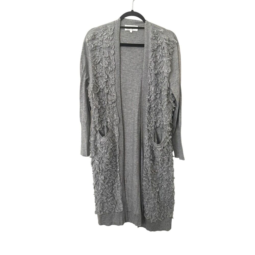 THE GREAT Wool Blend Loop Fringe Long Cardigan Sz 2‎ (Medium)